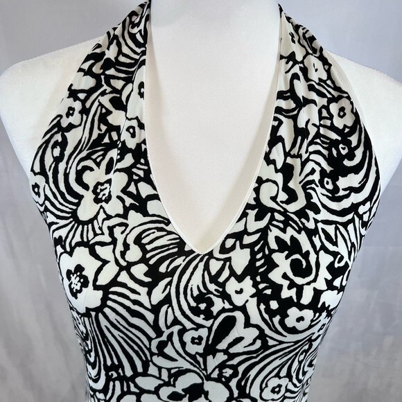 Jones New York Signature Collection black and white halter midi dress size large - Picture 2 of 6